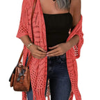 🔥This Week's Special Price:£15.99!!😍Women's Oversized Knit Cardigan – Lightweight Crochet Tassel Kimono for Spring & Summer 🌸