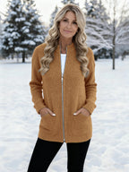 🔥HOT SALE - Round Neck Zipper Knitted Jacket