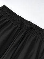 Women's Capri Pants – Loose Fit. Summer Drawstring Waist. Zipper Pockets. Breathable High-Stretch Fabric. Suitable for Everyday Wear