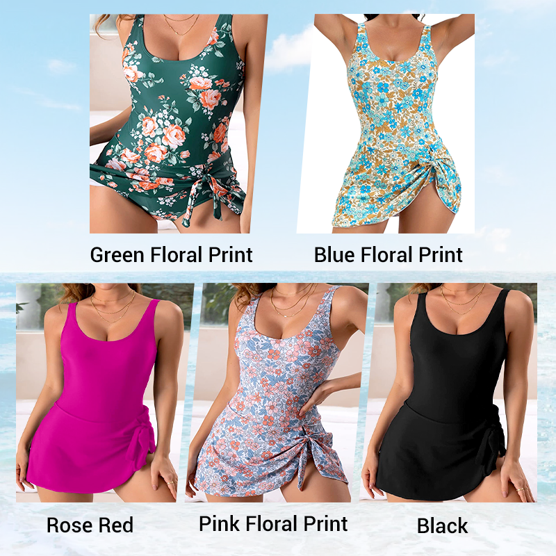 👙Last Day Sale 50% OFF💃Women's One Piece Tummy Control Tie Knot Swimsuit