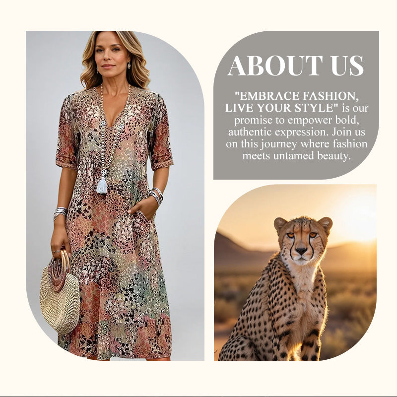 💥Women's Vivid Printed V-Neck Midi Dress