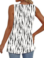💜LAST DAY PROMOTION - 49%OFF💜Women's Print Flowy Sleeveless V Neck Peplum Tank Tops