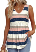 💜LAST DAY PROMOTION - 49%OFF💜Women's Print Flowy Sleeveless V Neck Peplum Tank Tops
