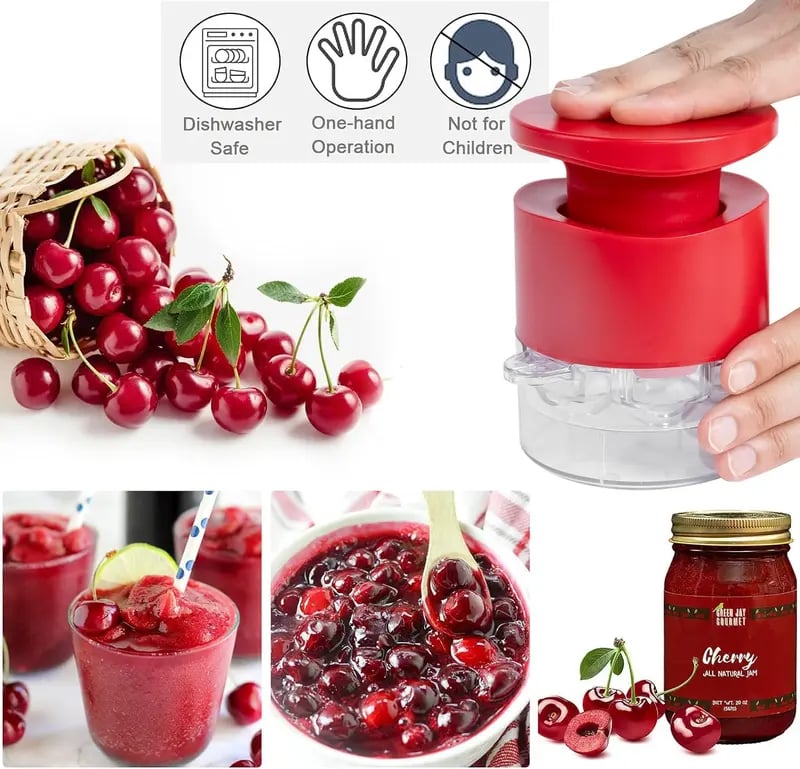 7-in-1 Cherry & Olive Pitter Tool - Portable Fruit Seed Remover for Fresh Cherry Dishes