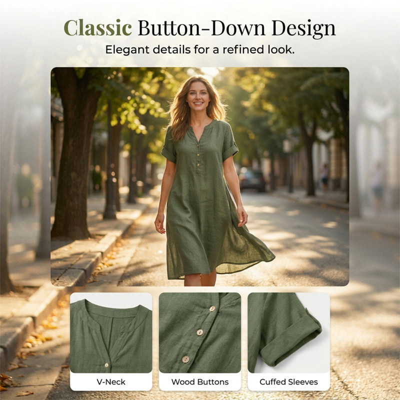 🏖️50% OFF!👗Women's V-Neck Tunic Dress – Relaxed Fit. Pockets & Breathable