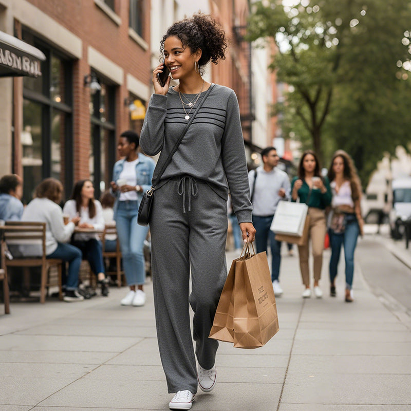 🔥40% OFF!💓Women's Crew Neck Top & Drawstring Pants Set
