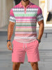 🔥Men's Short Sleeve Casual Set. Summer Beach Fashion Sport Wear. Plaid Pattern. Slim-Fitting. Above the Knee