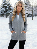 🔥HOT SALE - Round Neck Zipper Knitted Jacket
