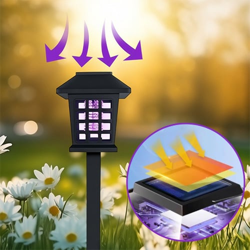 2-IN-1 Solar Mosquito Killer Lamp, IP65 Waterproof Silent Outdoor Lawn Light for Garden & Camping