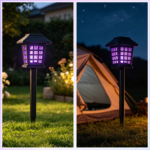 2-IN-1 Solar Mosquito Killer Lamp, IP65 Waterproof Silent Outdoor Lawn Light for Garden & Camping