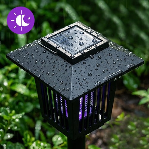 2-IN-1 Solar Mosquito Killer Lamp, IP65 Waterproof Silent Outdoor Lawn Light for Garden & Camping