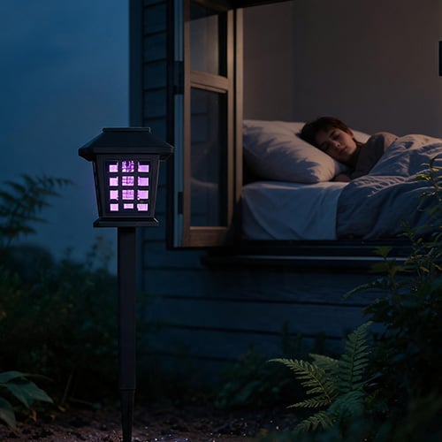 2-IN-1 Solar Mosquito Killer Lamp, IP65 Waterproof Silent Outdoor Lawn Light for Garden & Camping