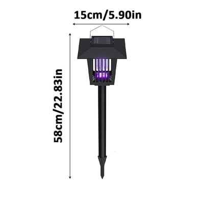 2-IN-1 Solar Mosquito Killer Lamp, IP65 Waterproof Silent Outdoor Lawn Light for Garden & Camping