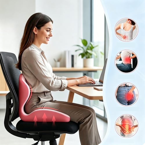 Ergonomic L-Shape Cushion Fix Sitting Posture & Alleviate Long Sitting Waist Pressure