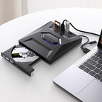 7-in-1 Portable External Blu-ray DVD Drive with USB Hub SD Card Slot, Plug & Play Optical Drive for Laptop Desktop