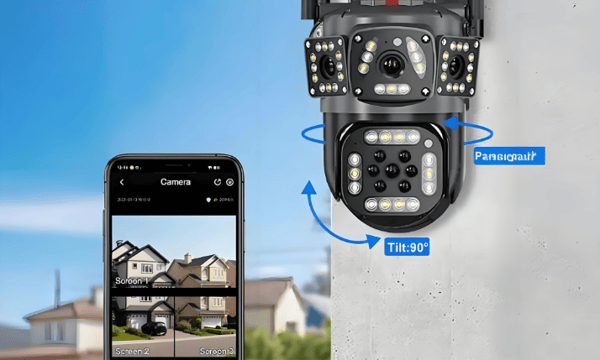 Four View Solar Powered Surveillance Camera