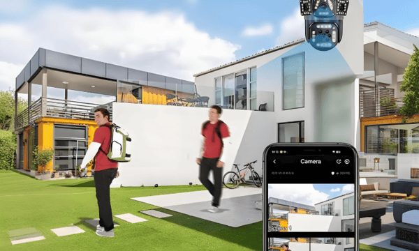 Four View Solar Powered Surveillance Camera