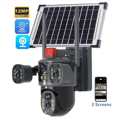 Four View Solar Powered Surveillance Camera