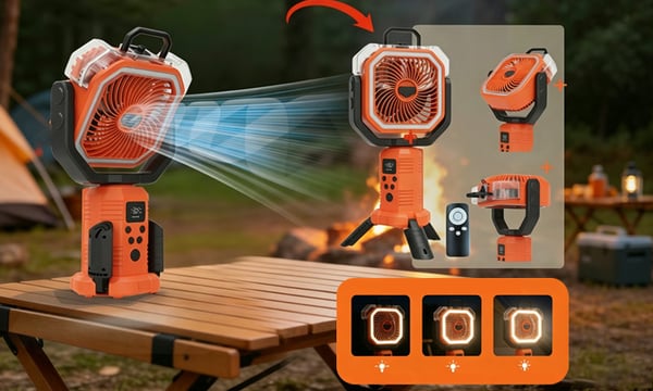 Camping Fan Portable Adjustable Height Stand
