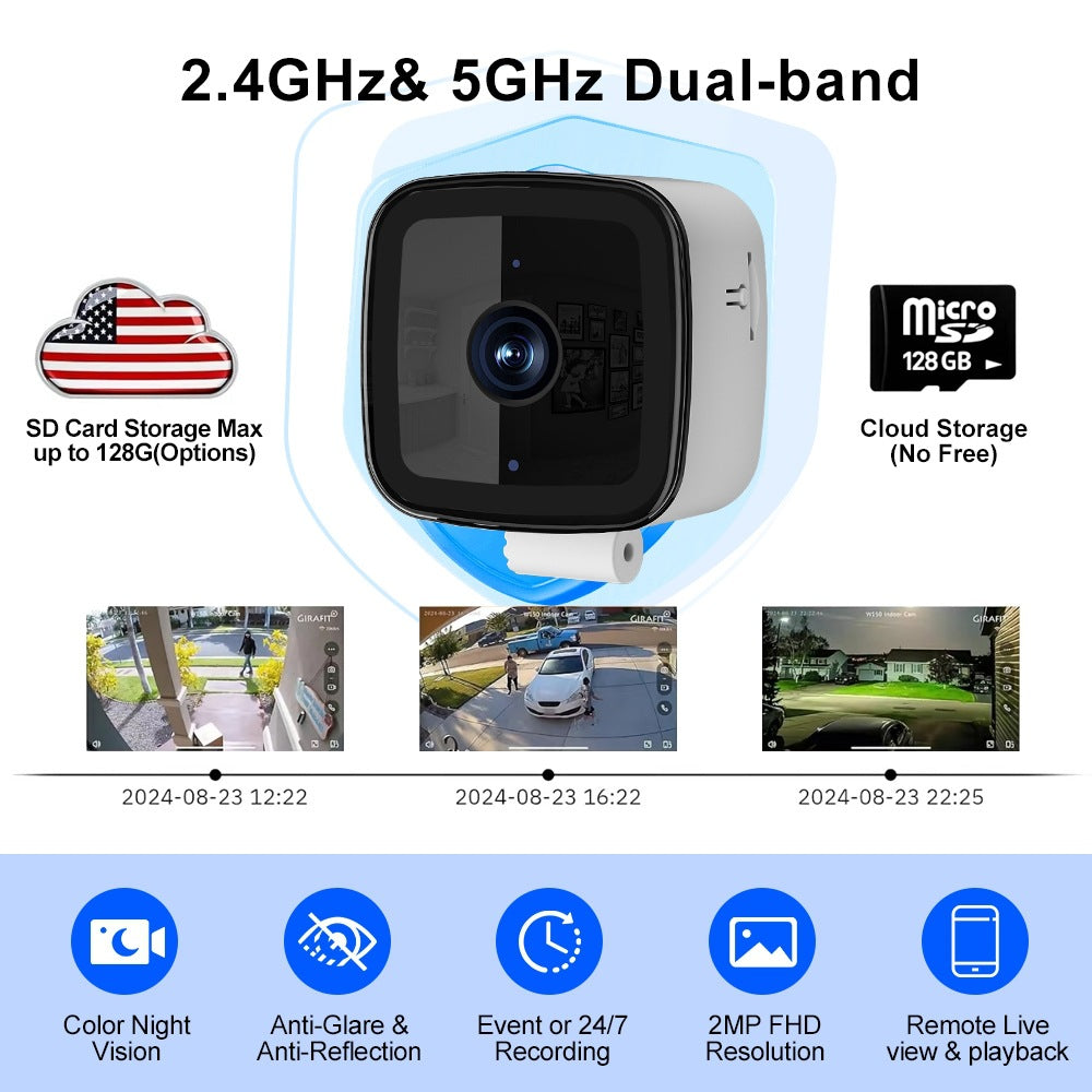 2K Smart Window Security Camera – Wireless Indoor Camera with Motion Detection, Night Vision & Remote App Control