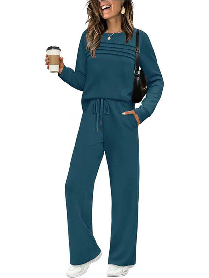 🔥40% OFF!💓Women's Crew Neck Top & Drawstring Pants Set