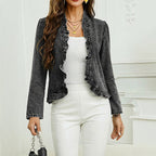 🥳2026 HOT SALE🥳💞50K+ SOLD!👵☀️ 56% OFF! Open-Front Denim Jacket – No buttons. easy on/off. Flattering ruffle trim. breathable fabric. Classic blue wash. A versatile wardrobe staple. 🌿✅
