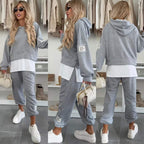 💜Women's Hooded Patchwork Casual Sweatshirt Suit