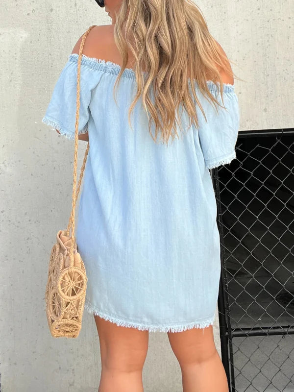 👖Short Sleeve Denim Dress | Soft Cotton Blend. Casual Comfort & Versatile for Brunch to Park