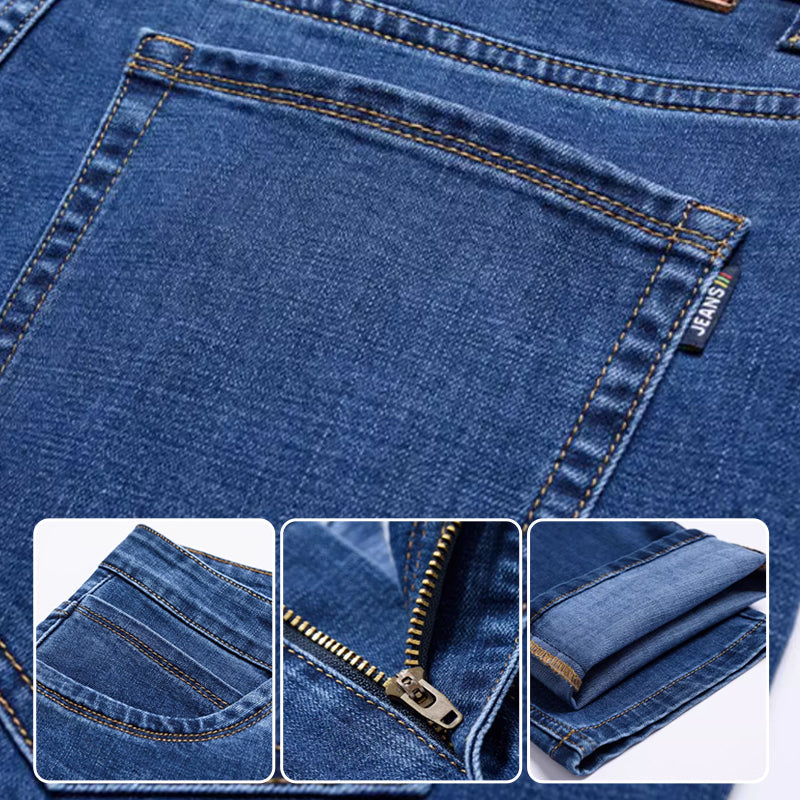 📢📢40% OFF !! ⏰Men's Elastic High Waist Straight Leg Jeans – Stretch Cotton. Breathable. Classic Fit ✨