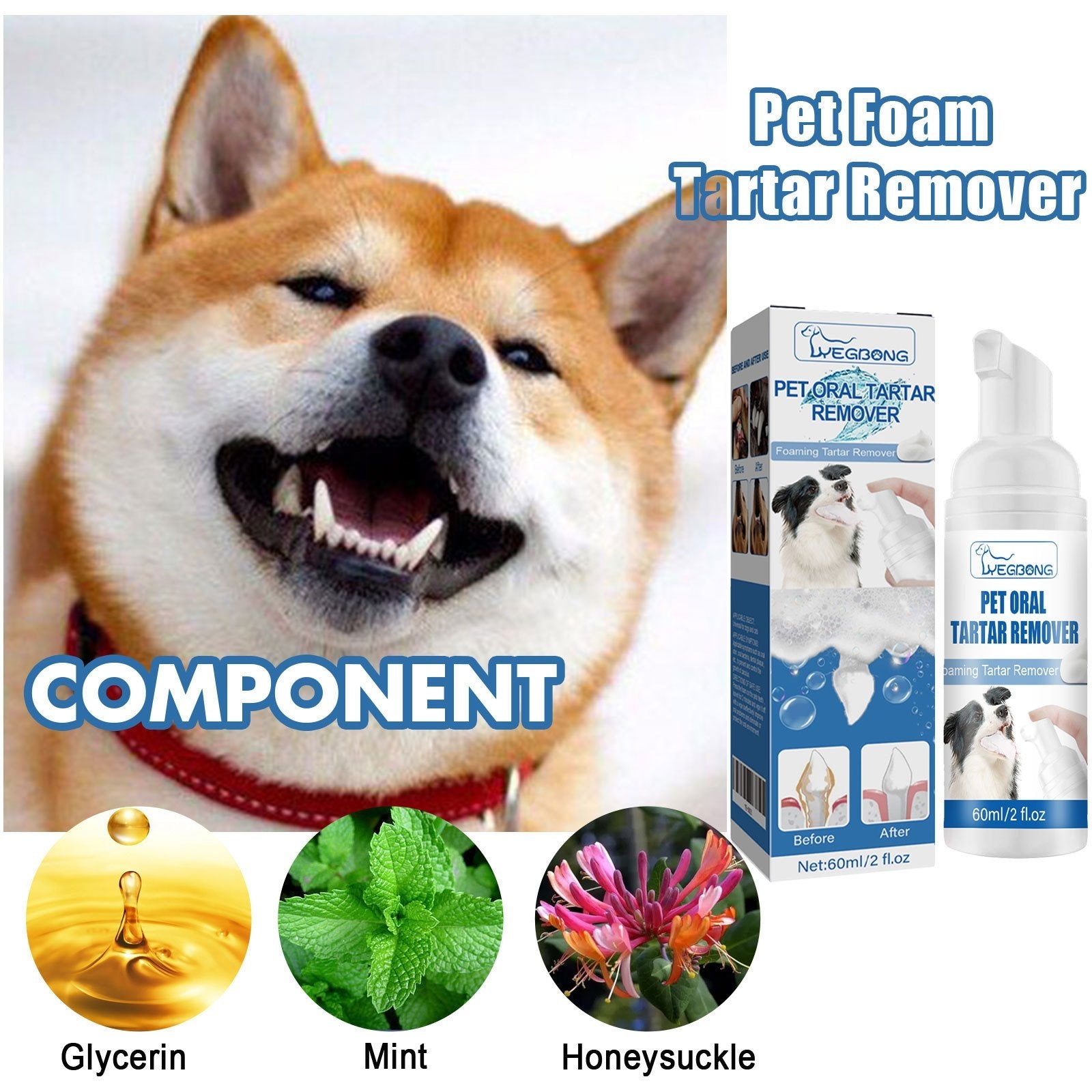 🐶Foam for removing tartar from pet teeth – Fresh breath & healthy teeth. no brushing required!🦷