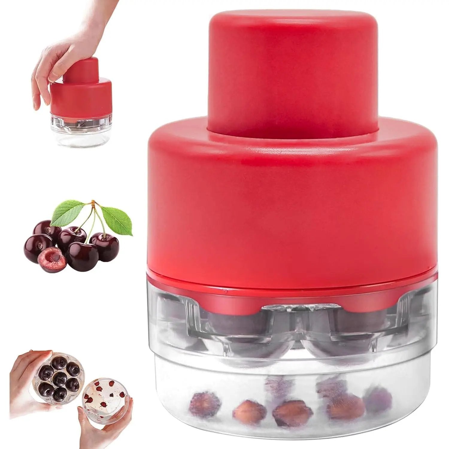7-in-1 Cherry & Olive Pitter Tool - Portable Fruit Seed Remover for Fresh Cherry Dishes