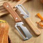 ✨Discounted Price ✨Multi-Functional Vegetable Peeler for Kitchen. Ultra-Sharp Stainless Steel Blade with Wooden Handle and Bottle Opener (2 Pcs)