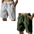 (S-3XL)🌿Men's Elastic Drawstring Solid Cotton Linen Shorts