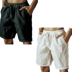 (S-3XL)🌿Men's Elastic Drawstring Solid Cotton Linen Shorts
