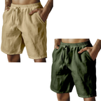 (S-3XL)🌿Men's Elastic Drawstring Solid Cotton Linen Shorts