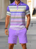 🔥Men's Short Sleeve Casual Set. Summer Beach Fashion Sport Wear. Plaid Pattern. Slim-Fitting. Above the Knee