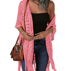 🔥This Week's Special Price:£15.99!!😍Women's Oversized Knit Cardigan – Lightweight Crochet Tassel Kimono for Spring & Summer 🌸
