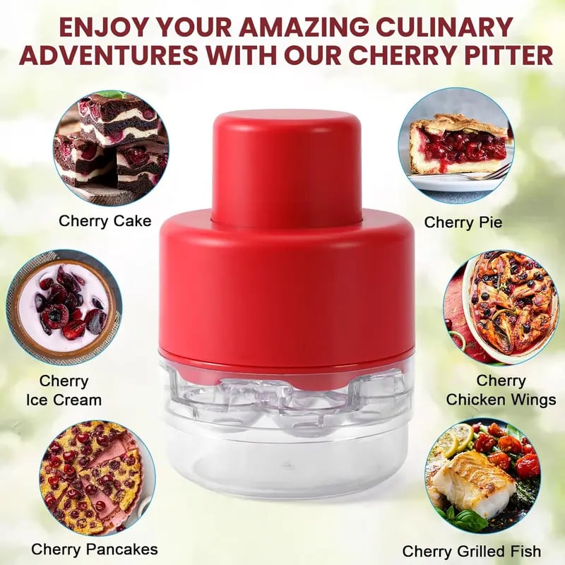 7-in-1 Cherry & Olive Pitter Tool - Portable Fruit Seed Remover for Fresh Cherry Dishes