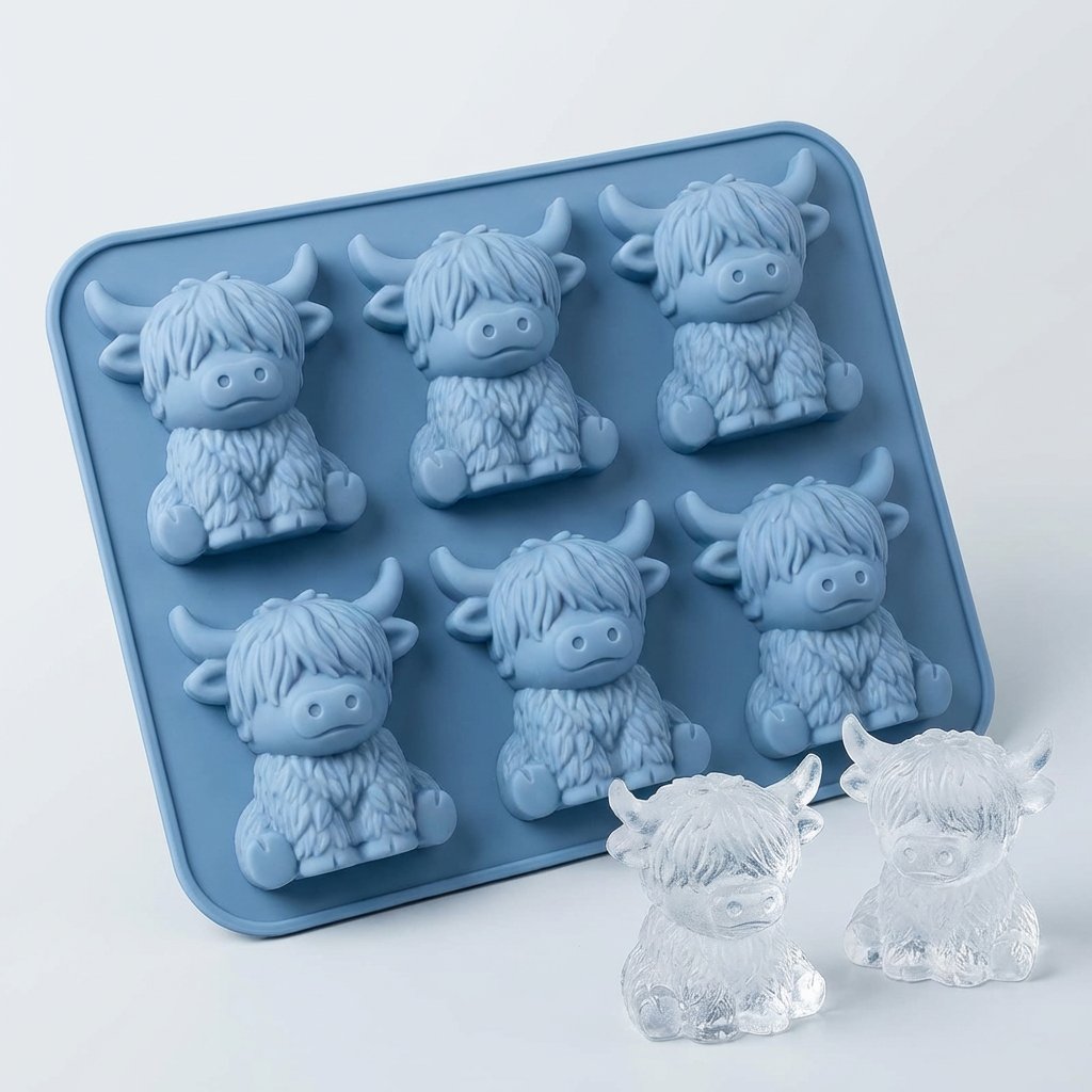 🐮 Mini Highland Cow Ice Cube Mold – Cute 3D Ice Cubes for Drinks, Parties & Gifts
