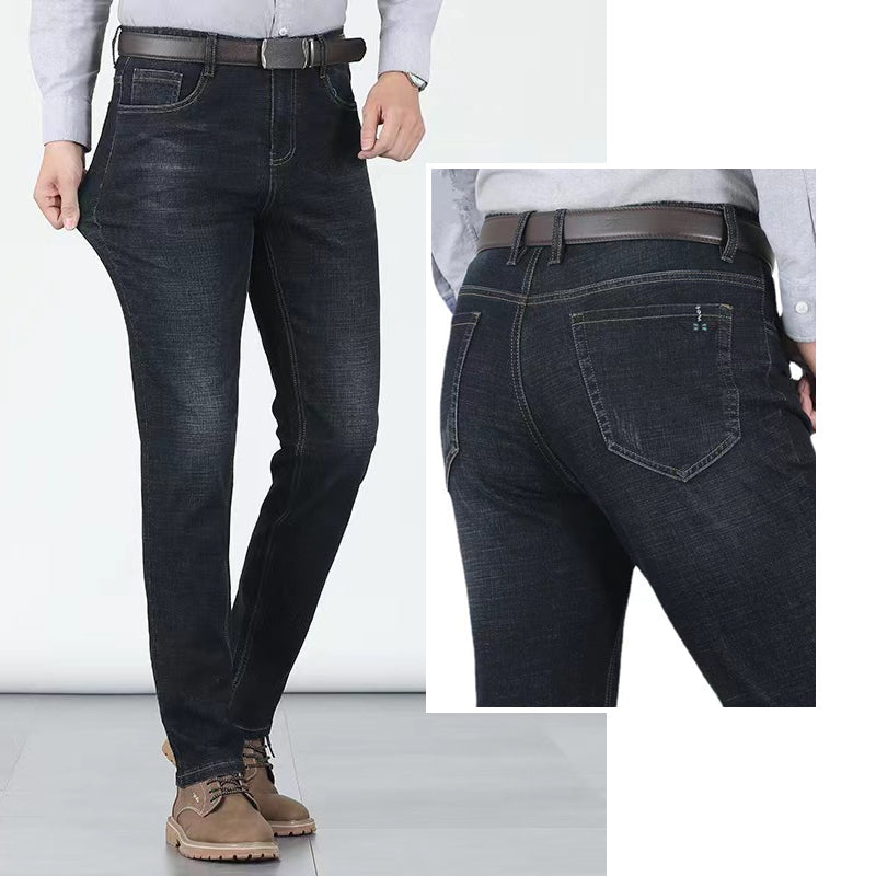 📢📢40% OFF !! ⏰Men's Elastic High Waist Straight Leg Jeans – Stretch Cotton. Breathable. Classic Fit ✨