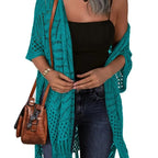 🔥This Week's Special Price:£15.99!!😍Women's Oversized Knit Cardigan – Lightweight Crochet Tassel Kimono for Spring & Summer 🌸