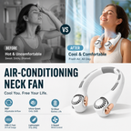 🥳2026 HOT SALE🥳💞50K+ SOLD!🍃 Neck Air Conditioner Fan – Ultra‑quiet. 360° rotating. 3 speeds. Hands‑free cooling. long battery. Summer essential! 😎🌬️