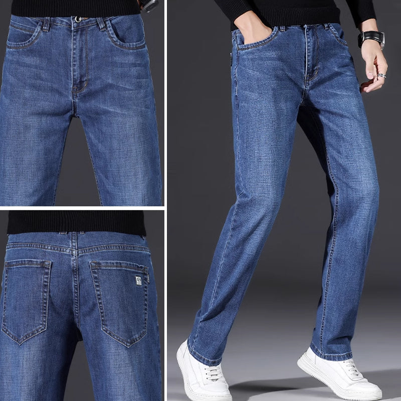 📢📢40% OFF !! ⏰Men's Elastic High Waist Straight Leg Jeans – Stretch Cotton. Breathable. Classic Fit ✨