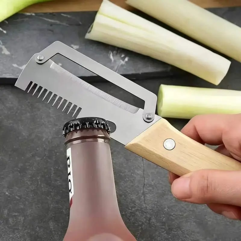 ✨Discounted Price ✨Multi-Functional Vegetable Peeler for Kitchen. Ultra-Sharp Stainless Steel Blade with Wooden Handle and Bottle Opener (2 Pcs)