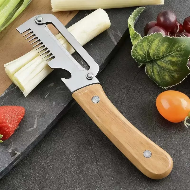 ✨Discounted Price ✨Multi-Functional Vegetable Peeler for Kitchen. Ultra-Sharp Stainless Steel Blade with Wooden Handle and Bottle Opener (2 Pcs)