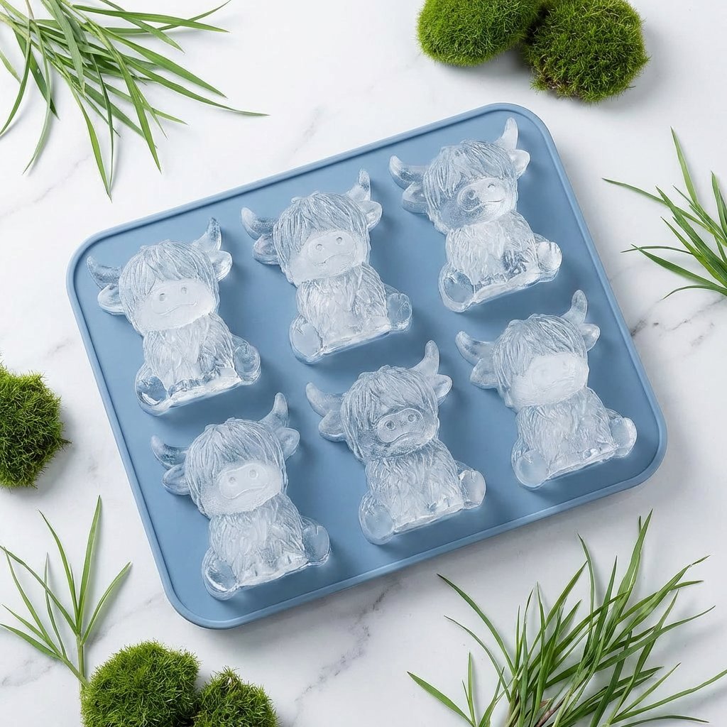 🐮 Mini Highland Cow Ice Cube Mold – Cute 3D Ice Cubes for Drinks, Parties & Gifts