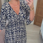 Bohemian Casual Print V-Neck Long Dress
