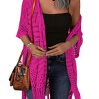 🔥This Week's Special Price:£15.99!!😍Women's Oversized Knit Cardigan – Lightweight Crochet Tassel Kimono for Spring & Summer 🌸