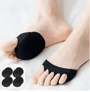 5 Pairs Ball of Foot Cushions Pads for Women – Reusable Honeycomb Forefoot Cushion Sleeves, Breathable Metatarsal Support Pads, Invisible Sponge Toe Topper Socks for High Heels & Daily Comfort
