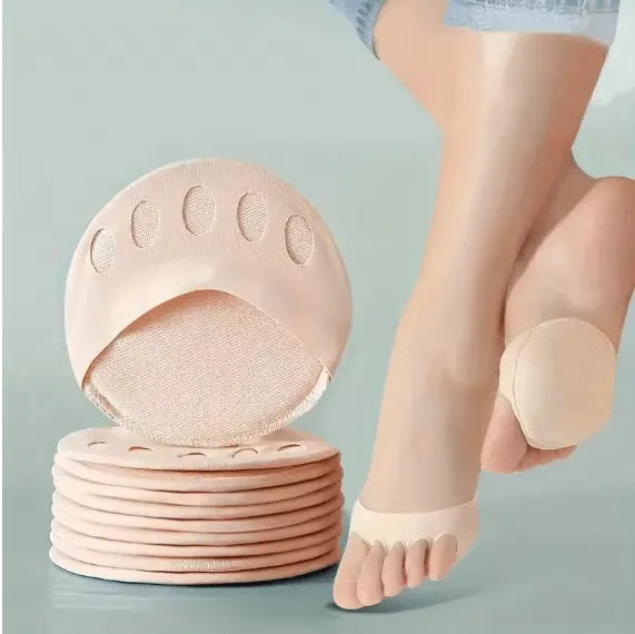 5 Pairs Ball of Foot Cushions Pads for Women – Reusable Honeycomb Forefoot Cushion Sleeves, Breathable Metatarsal Support Pads, Invisible Sponge Toe Topper Socks for High Heels & Daily Comfort